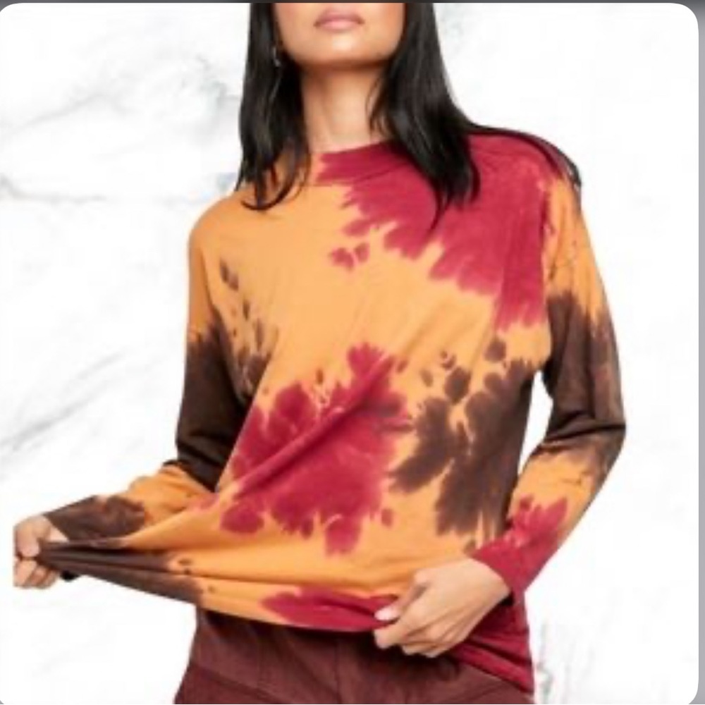 We The Free Be Free Tie Dye Long Sleeve French Roast size small